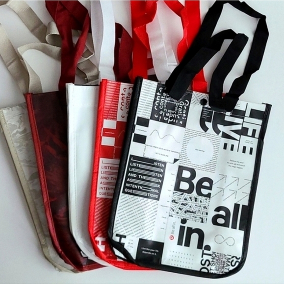 Lululemon 5 Reusable Collectible Carryall Totes White Red Beige Burgundy Olympic - Picture 1 of 16